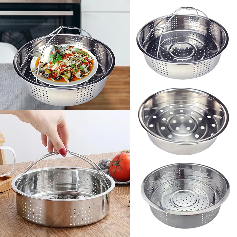 1PC Stainless Steel Steamer Basket Rice Cooker Steamer Vegetable And Fruit Drain Basket Draining Steaming Tray Kitchen Tool