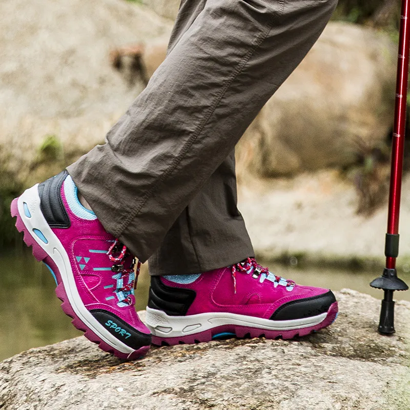 Camel Jinge Brand Breathable Hiking Shoes Men Couples Non-slip Rock Trekking Shoes Men Red Outdoor Protect Chunky Sneakers Women