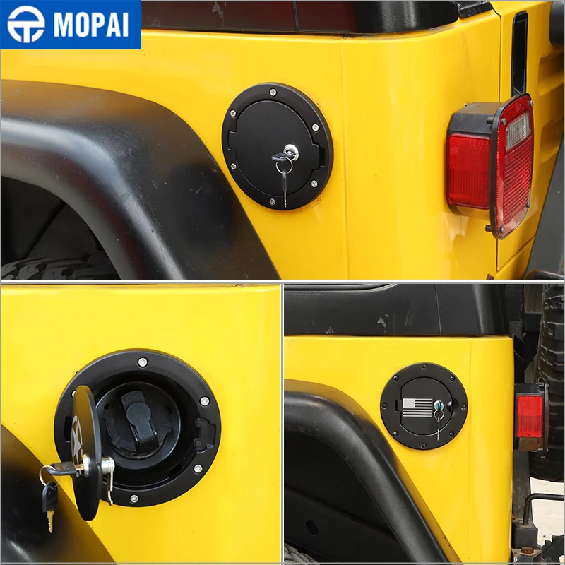 mopai tank covers for jeep wrangler tj car oil fuel tank cap with key lock cover for jeep wrangler tj 1997 2006 car accessories free global shipping