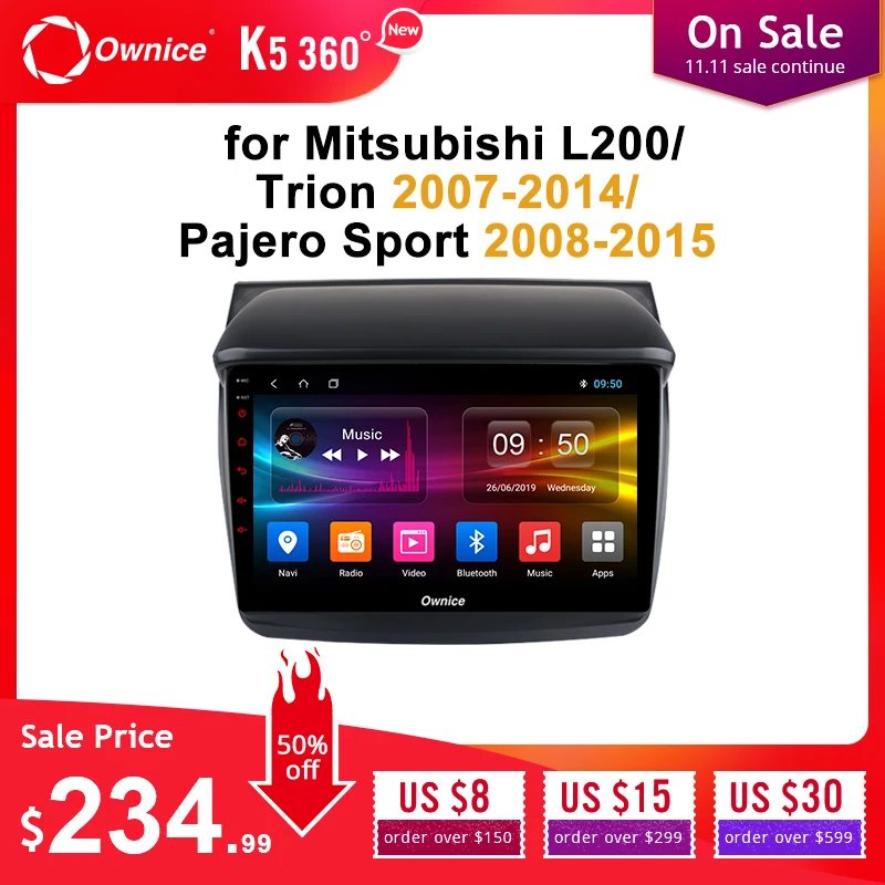 Ownice Android 9,0 автомобильный аудио для MITSUBISHI L200 Trion 2007- Pajero Sport 2008- dvd gps плеер Navi 8 ядерный DSP оптический
