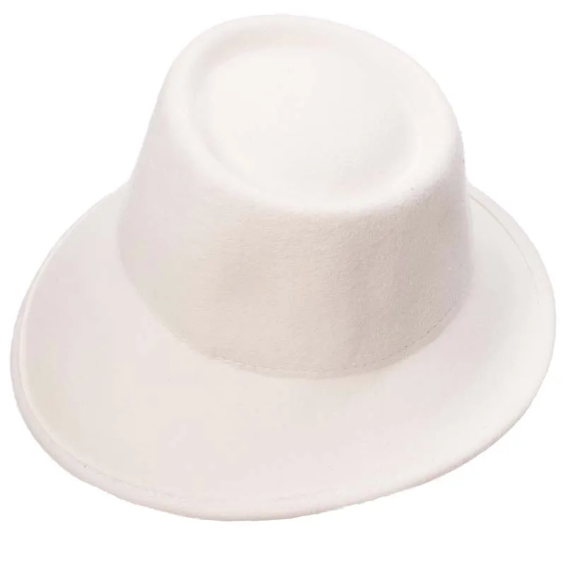 Ivory Lawliet шерсть женская шляпа с широкими полями Fedora специальная флоппи Женская фетровая наклонная Асимметричная Свадебная церковная шляпа T289 - Цвет: Ivory