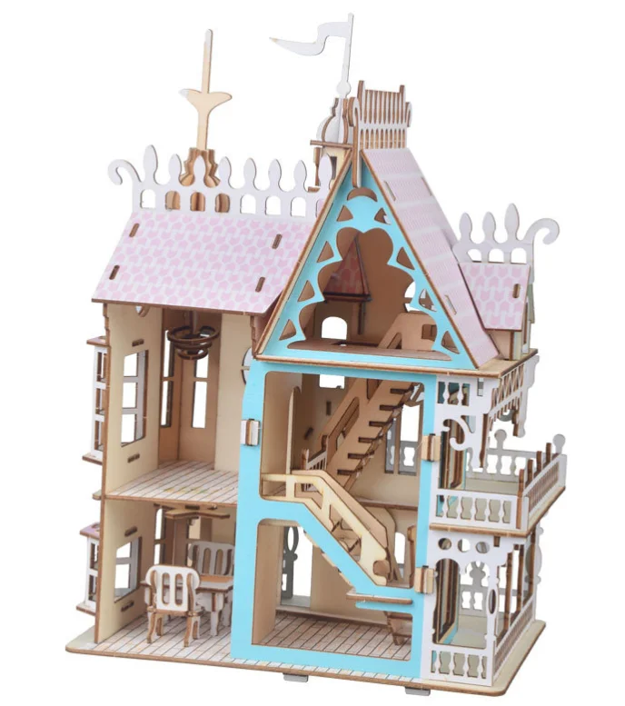 

Educational Dream Villa Creative 3D Wooden Puzzle Game Hand Craft Architecture DIY Toys For Kids Christmas Gift