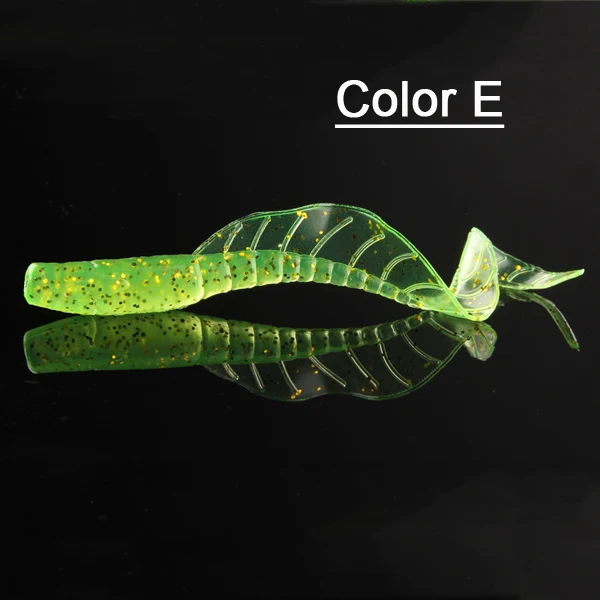 color e 10 шт./упак. 65 мм 1,7 г Гибкая мягкая рыбальская приманка-личинка с длинным хвостом искусственный червь крючок для рыбной ловли 7 цветов рыболовные приманки - Color: color e