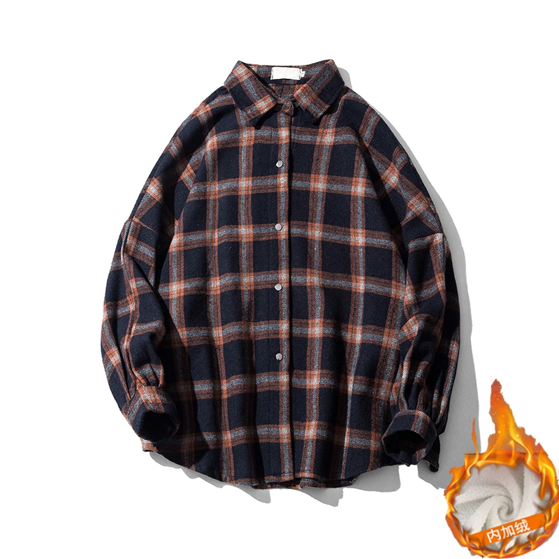 Winter New Thick Woolen Shirt Men Fashion Retro Casual Woolen Jacket Man Streetwear Wild Loose Long-sleeved Shirt Coat Men M-5XL - Цвет: colour (velvet)