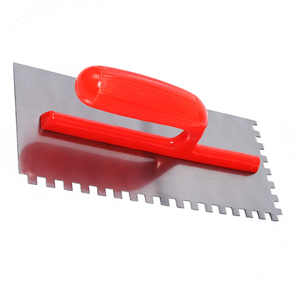 Plastering Scraper Tool 8mm Square Tooth Stainless Steel Soft Grip Adhesive Smoothing Plastering Trowel For Plasterer Tool