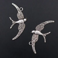 wkoud 10pc silver plated swallow charm alloy pendant vintage necklace bracelet diy metal jewelry handmade accessories 4519mm