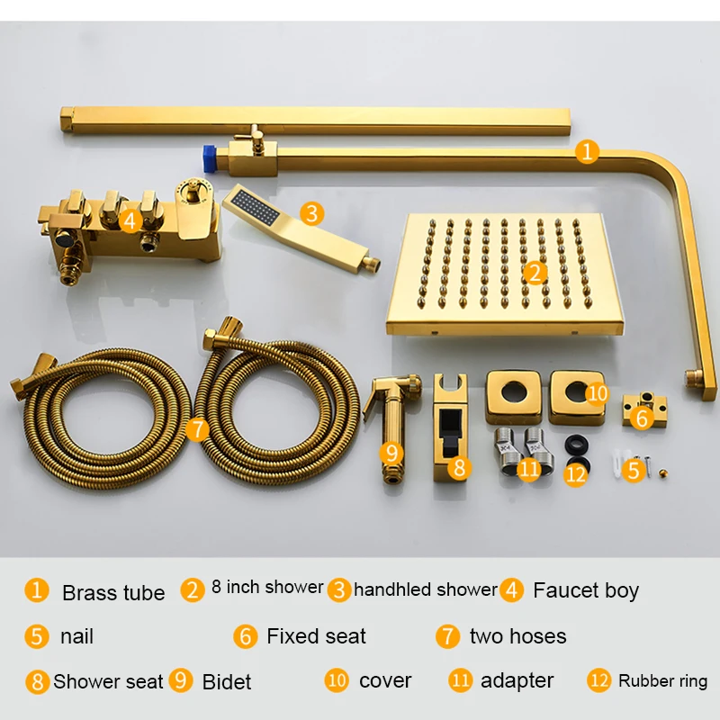 Роскошный Золотой фотографический набор полностью латунный смеситель для душа