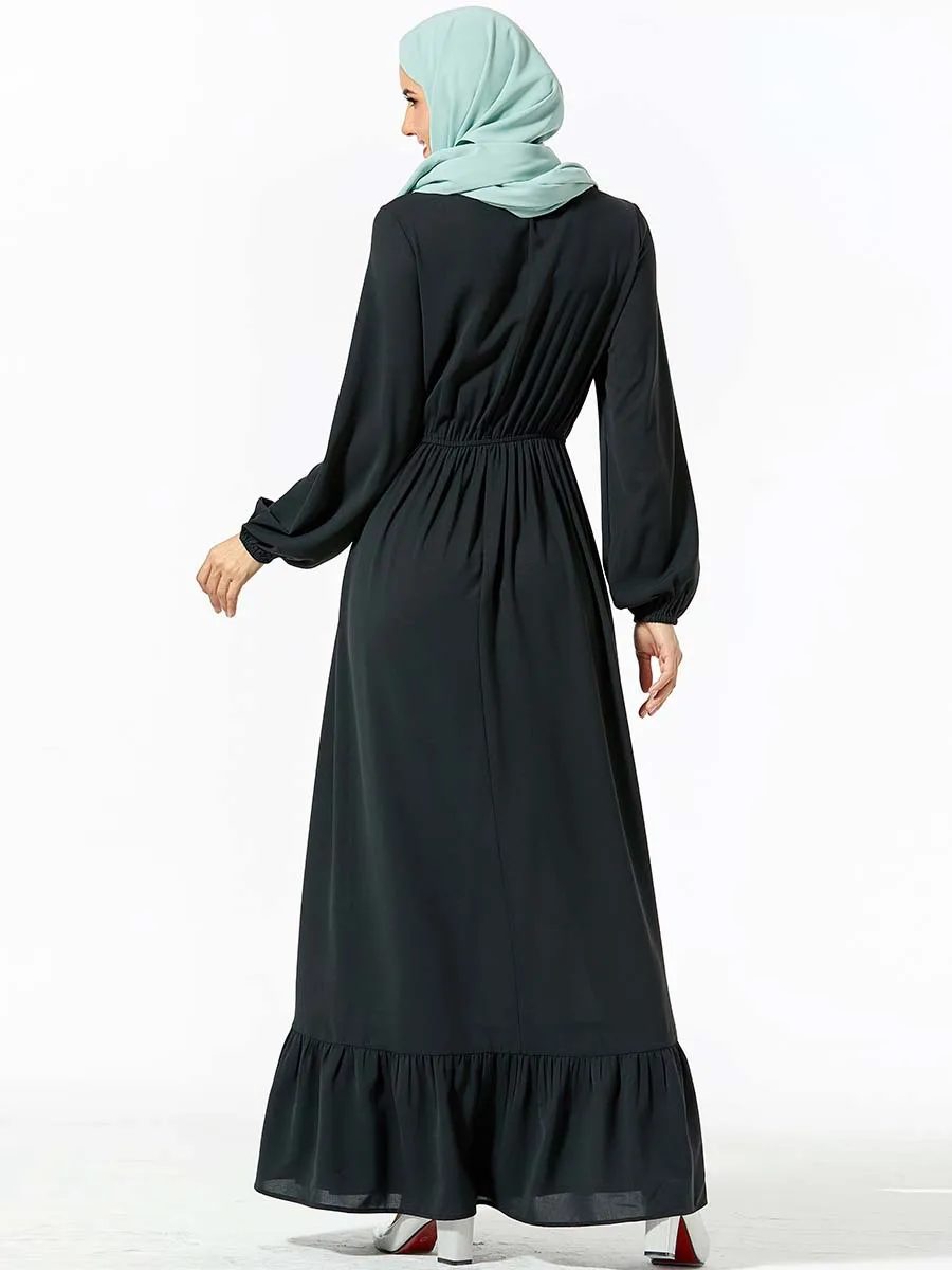 Мусульманское женское платье с длинным рукавом Дубайский хиджаб золотистое