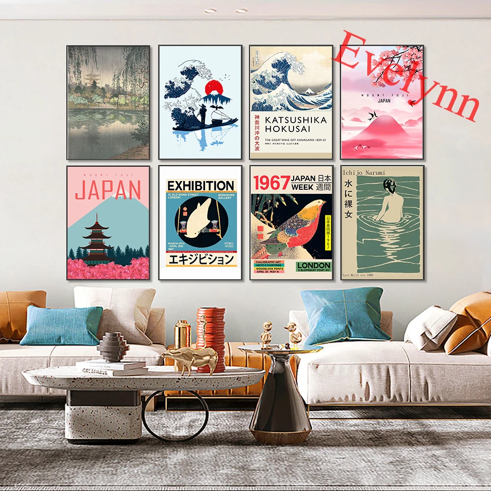 

Japan Studio Exhibition,Katsushika Hokusai,Mount Fuji Vintage Poster And Print Art Canvas Painting Wall Pictures For Living Room