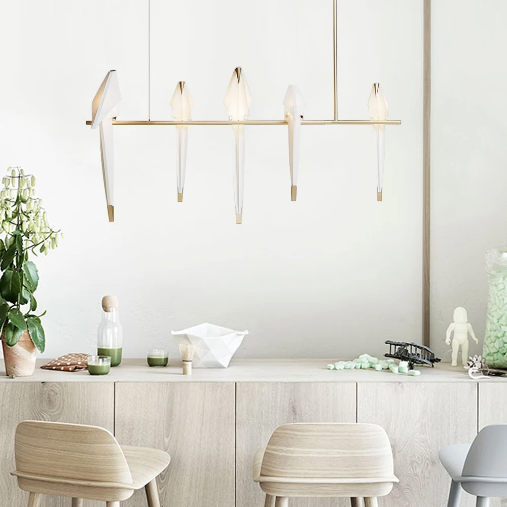 

Hanging Lamp Pendant Lamp for Living Room Bedroom Origami Bird Light Home Decor Hanging Lamp Birds Cage Paper 1 LED Bulbs White