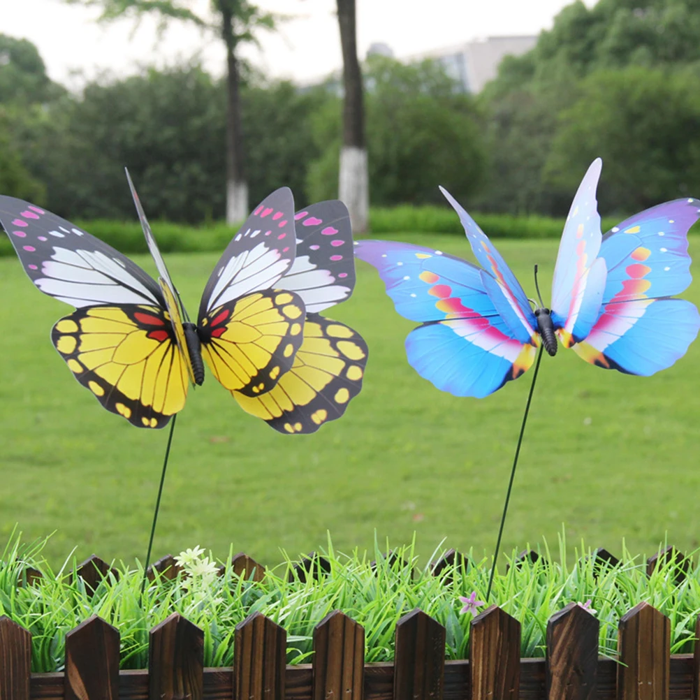 

15PCS/Lot Simulation Butterfly 4/7cm Artificial Butterfly Garden Decorations Stakes Yard Plant Lawn Decor Fake Butterefly Random