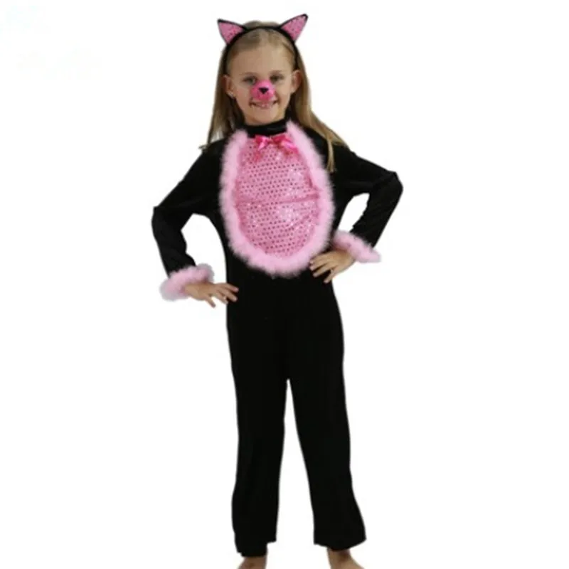 Костюм на Хэллоуин одежда для выступлений Детский костюм с котом костюмы девочек