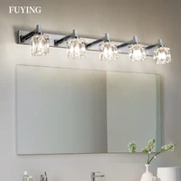 fuying modern indoor led crystal wall light mirror wall lamp waterproof bathroom restroom stainless steel mirror makeup light