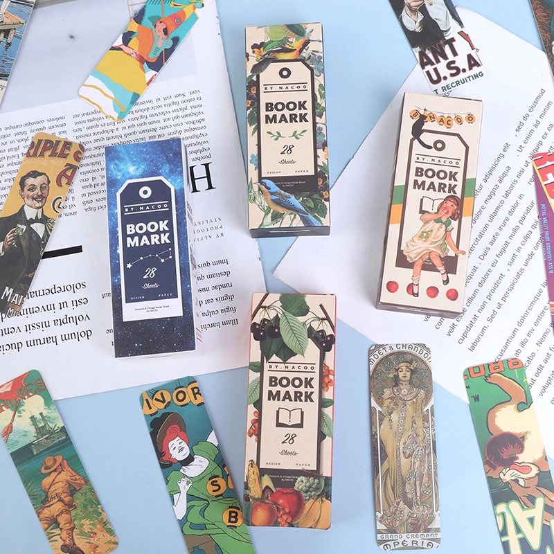 

28 Pcs/lot Vintage Bookmark Girl Starry Sky Fruit Creative Message Card Bookmark
