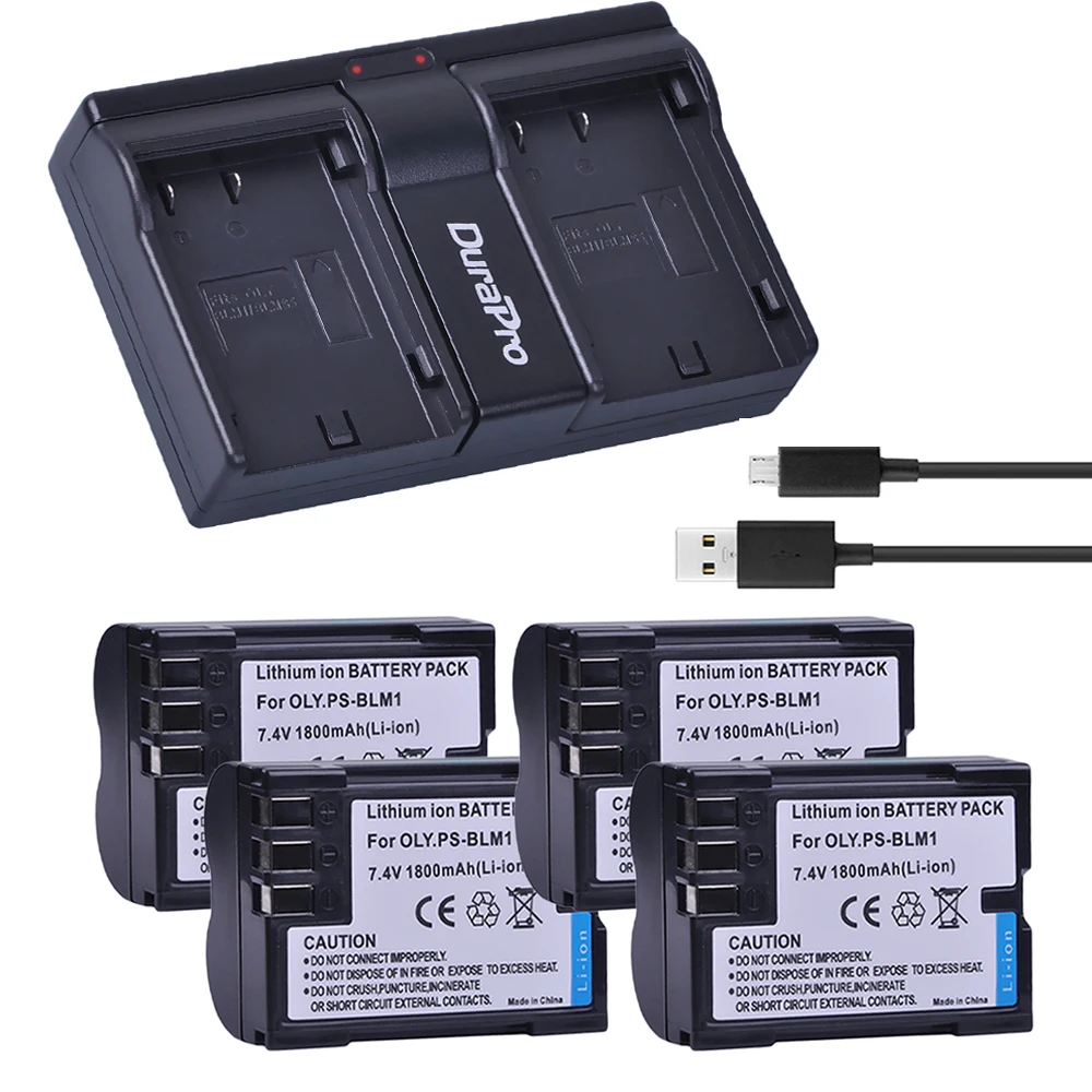Литий ионный аккумулятор PS BLM1 4 шт. зарядное устройство с двумя USB портами для Olympus