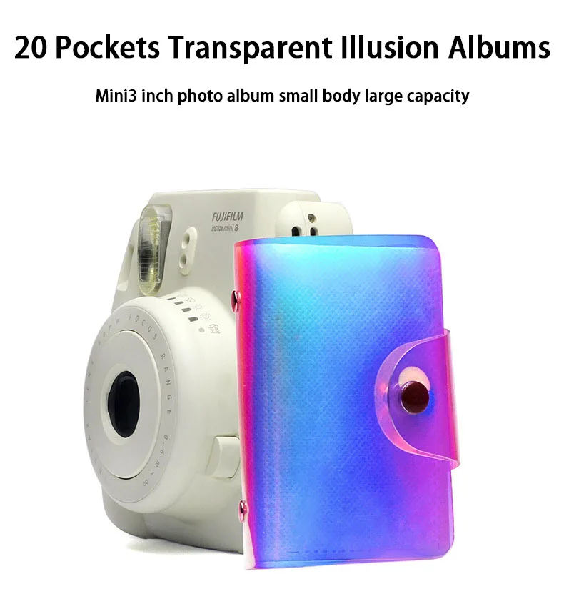 20 карманов 3 дюймов Instax маленький фотоальбом голографический для Fujifilm Instax Mini 9 8 7s 90 70 25 камера пленка имя держатель карты