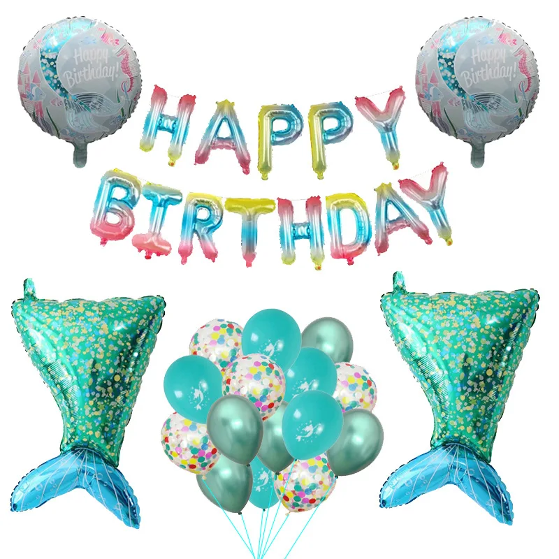

New 1set Little Mermaid Party Decor Sea Shells Balloons Helium Balloon For 1st Birthday Baby Shower Beach Mermaid Party Supplies