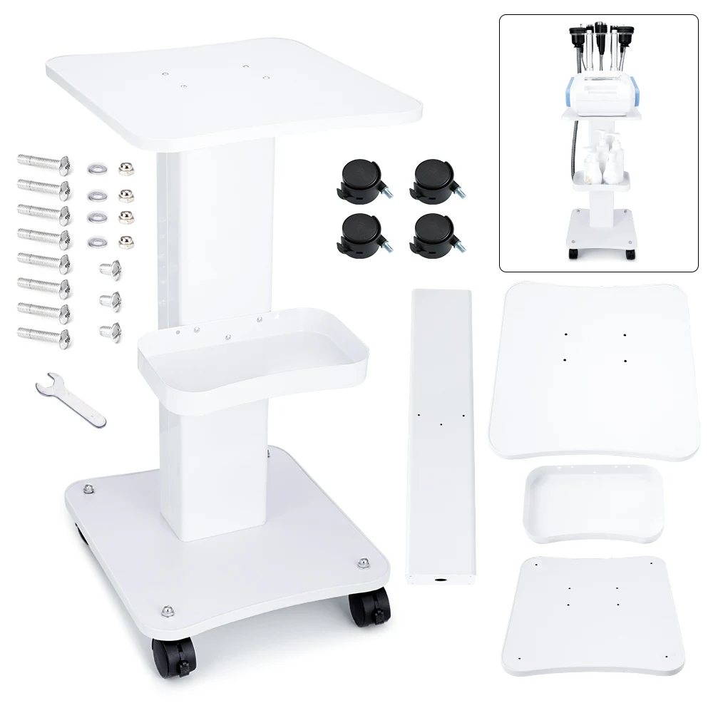 Деревянная тележка для салона красоты с алюминиевой подставкой 4-колесная