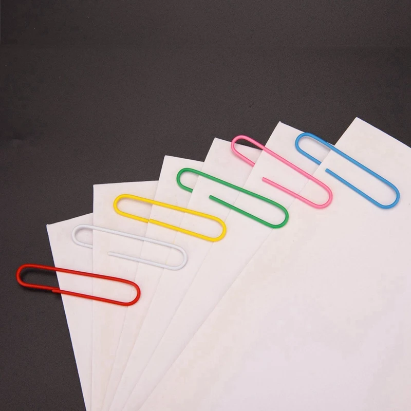 

300Pcs Large Colouful Paper Clips, 2 Inch with 100Pcs Binder Clips Paper Clips Push Pins Sets and Acrylic Box