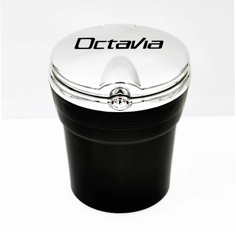 

2021 Car Ashtray with LED Light Creative Personality For Skoda Octavia 2 3 A5 A7 mk2 cigarette dustbin Car Interior accessories