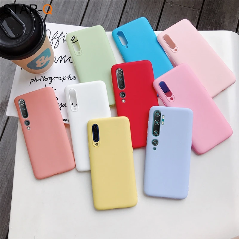 candy color silicone phone case for xiaomi mi 10 pro lite note 10 pro 10t t matte soft tpu cover case xiomi mi10 lite mi note10 free global shipping