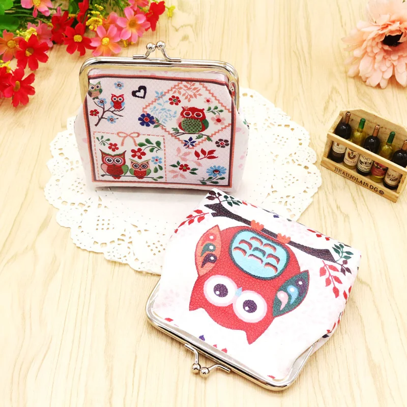 

Cartoon Animal Shape Women's Coin Purse Pu Leather Owl Cute Fashion Trend Printing Wallet Lipstick Bank Card Storage Bag 2021