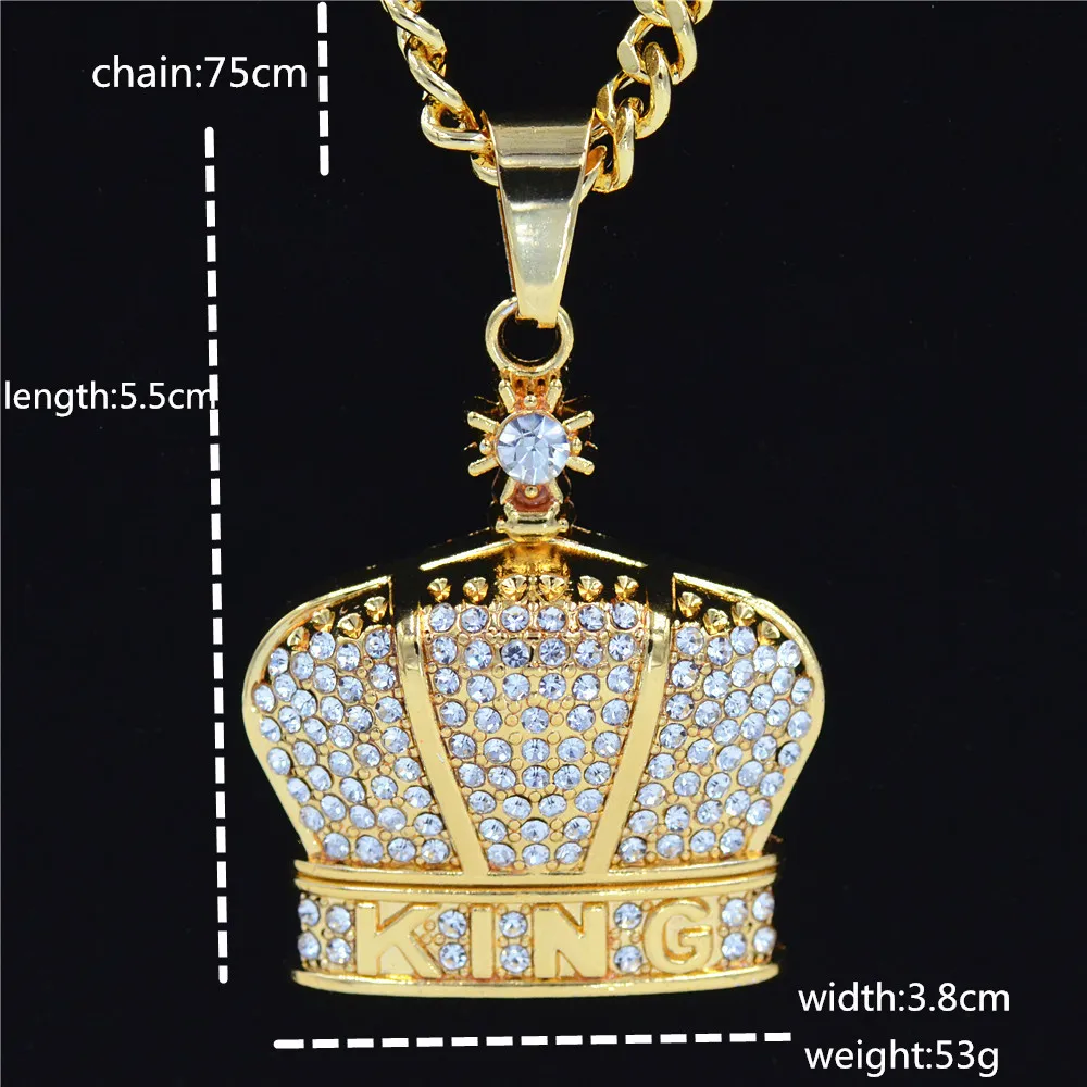 

2021 Foreign Trade Hard Goods Hip Hop Hiphop Jewelry King Crown Pendant Necklace Man Pendants Locket Necklace Pendant