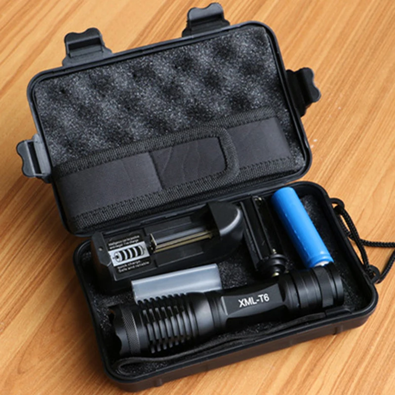 XM-L LED Flashlight 6000LM 10000LM Super Bright Torch Light with 18650 Battery Add Charger Zoomable Emergency Flash Up | Лампы и