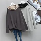 Женская зимняя ФЛИСОВАЯ ФУТБОЛКА, Однотонная футболка с длинным рукавом в Корейском стиле, Размер 6XL, 150 кг, уличная одежда