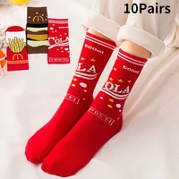 10pairs women fashion casual cotton food socks cola french fries hamburger novelty funky socks funny letter red short socks