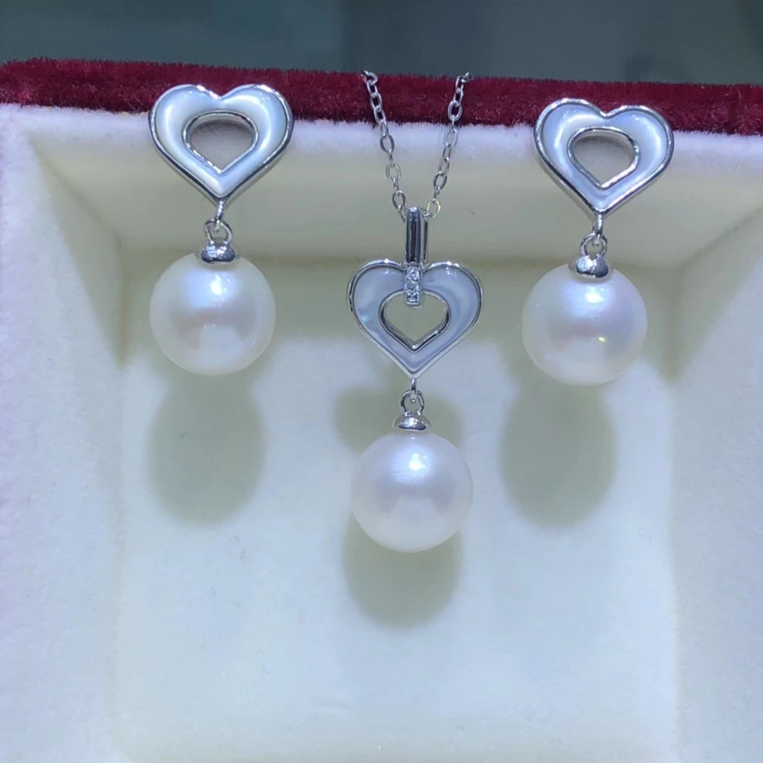 Heart 925 Sterling Silver Pendant Earrings Mountings Findings Base Jewelry Set Mount Settings Parts for Pearls Beads Crystal