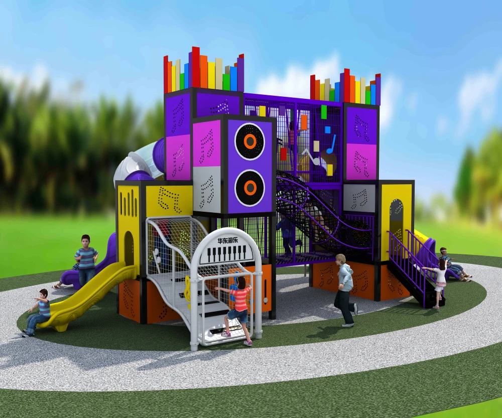 Koop Ylw 2020 Amusement Plastic Speeltuin Muziek Thema Ijzeren Gecombineerd Glijbaan Entertainment Park YLW-OUT200825