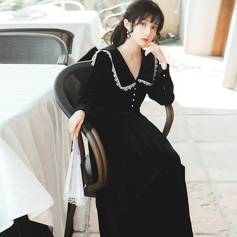 2019 Новая модная женская одежда осень-зима ретро винтажное платье сексуальное |
