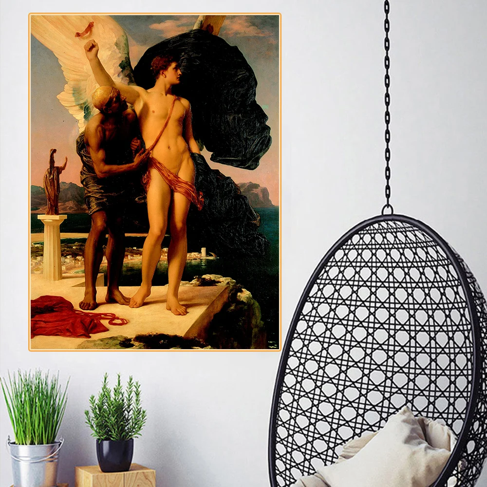 

Картина Фредерик Лейтон «Икарус и дададалус» на холсте, настенный постер с художественным принтом, украшение для дома, гостиной, спальни, ко...