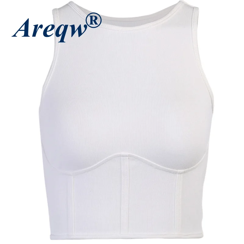 

2021 Summer New Slim Short Short Vest Rib Stitching Scheming Vest Women
