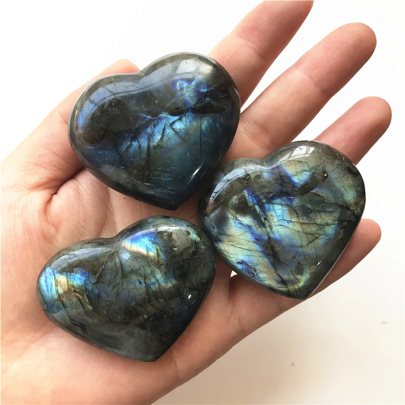 Красивый цвет натуральный лабрадорит сердце кристалл необработанный