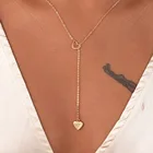 Ожерелье из меди в форме сердца с цепочкой, модное Трендовое ювелирное изделие, подарок для женщин и девушек