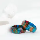 Модные Цветные яркие кольца с рисунком туманности, блестящее полимерное акриловое геометрическое круглое кольцо для женщин и мужчин, радужные цвета, ювелирные изделия для пар