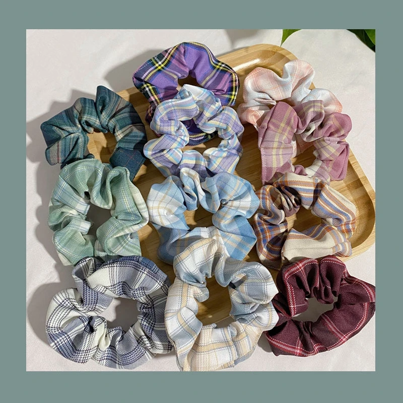 

20 PCS/lot Women Simple Plaid Hair Scrunchies Girls Elastic Fashion Rubber Band Ponytail Hair Ring Scrunchie Hair Accessories