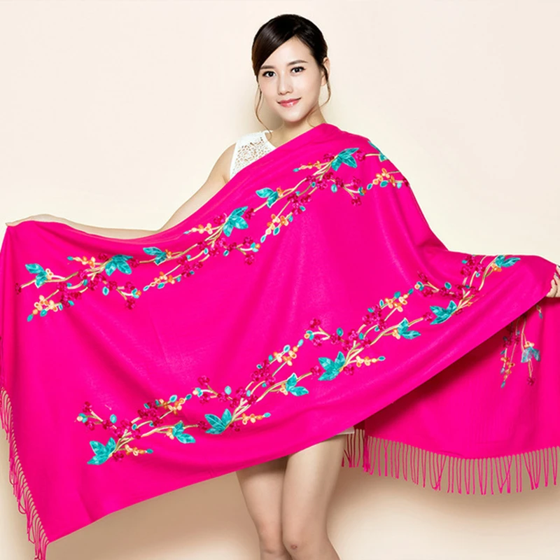 Multicolor cheongsam shawl national style embroidery ten miles peach blossom photo scarf women sunscreen warm dual hair |