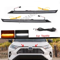 led drl dynamic lights for toyota rav4 2019 2020 accessories headlights car engine cover decoration light turn signal lamp