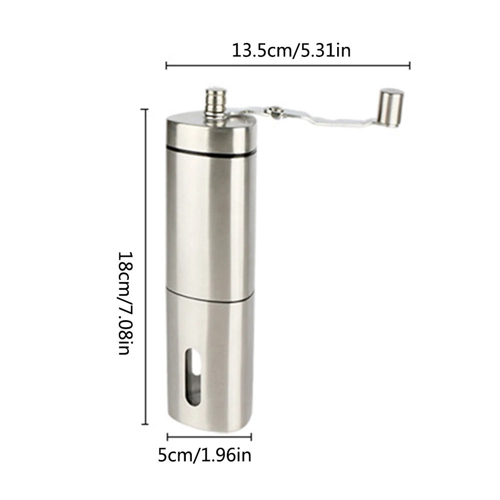 

Silver Coffee Grinder Mini Stainless Steel Hand Manual Handmade Coffee Bean Burr Grinders Mill Kitchen Tool Grinders
