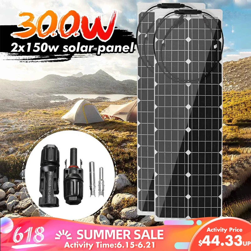 300 Вт/150 Вт 18 в полугибкая монокристаллическая солнечная панель DIY Кабель