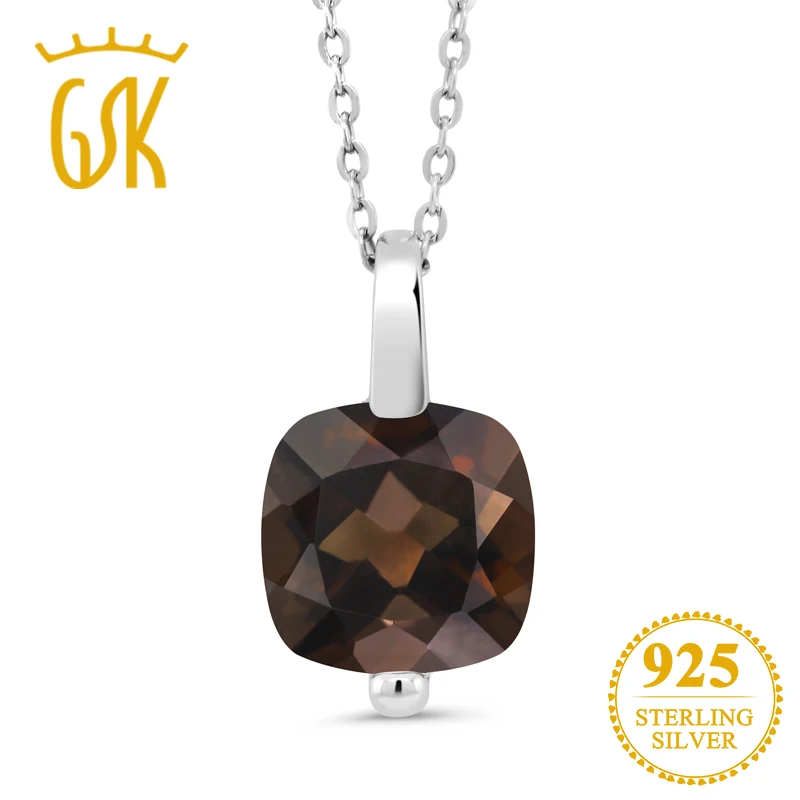 GemStoneKing 3 07 Ct подушка шахматная доска Натуральный дымчатый кварц серебро 925 пробы