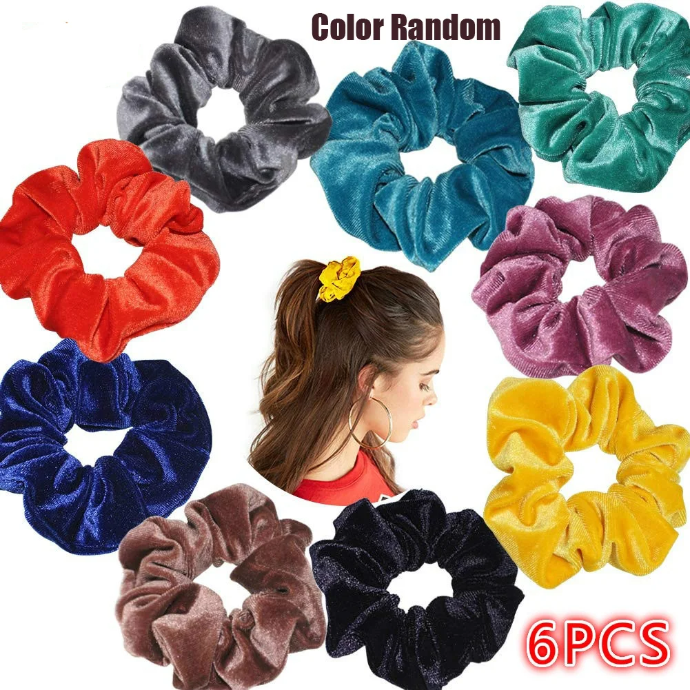 6pcs Velvet Band Scrunchie Elastic Hair Ties Headwear Rope Adult Accessories Simple | Дом и сад