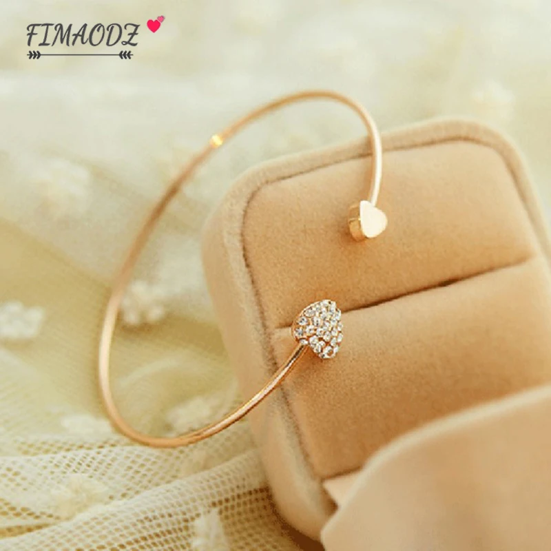 Модный браслет FIMAODZ с открытым сердцем 2020 кристалл Персиковое сердце женское