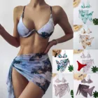 Новый сексуальный женский купальник 2021, винтажный женский раздельный купальник из трех частей с принтом, модный сексуальный бикини, пляжный костюм, купальник, бразильское бикини