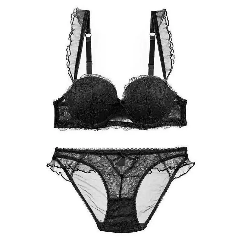 Women Lace Bra Sets Seamless Underwear Backless Vest Adjusted-straps Lingerie Floral Comfortable Underwear Set Bra and panty set