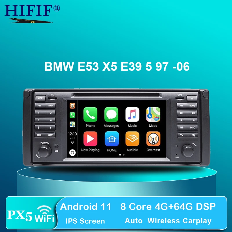 Android 11 4 ГБ ОЗУ 64 Гб ПЗУ GPS Navi автомобильный DVD мультимедийный для BMW E53 X5 E39 5 97-06 DAB + Wifi