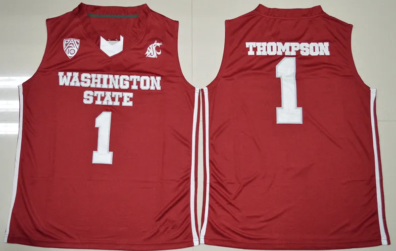 

#1 Klay Thompson Washington state Basketball Jersey Embroidery Stitched
